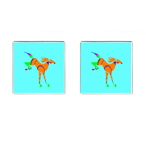 Bucking horse Cufflinks (Square) from ArtsNow.com Front(Pair)