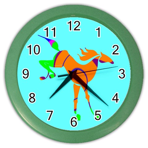 Bucking horse Color Wall Clock from ArtsNow.com Front
