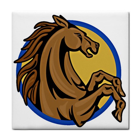 Horse circle Tile Coaster from ArtsNow.com Front