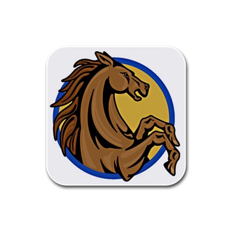 Horse circle Rubber Square Coaster (4 pack) from ArtsNow.com Front