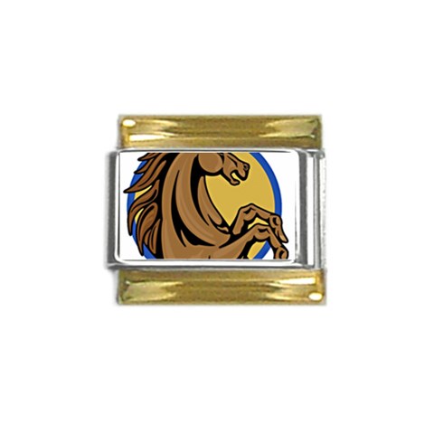 Horse circle Gold Trim Italian Charm (9mm) from ArtsNow.com Front