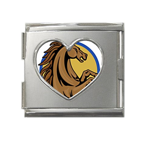 Horse circle Mega Link Heart Italian Charm (18mm) from ArtsNow.com Front