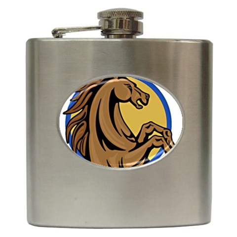 Horse circle Hip Flask (6 oz) from ArtsNow.com Front