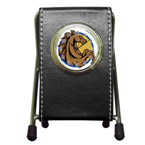 Horse circle Pen Holder Desk Clock from ArtsNow.com Front