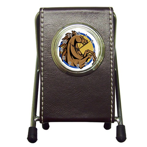 Horse circle Pen Holder Desk Clock from ArtsNow.com Front
