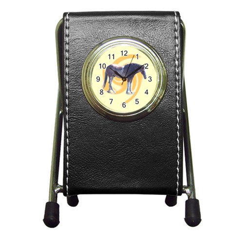 Clydesdale 2 Pen Holder Desk Clock from ArtsNow.com Front