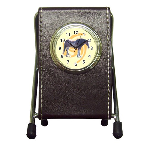Clydesdale 2 Pen Holder Desk Clock from ArtsNow.com Front