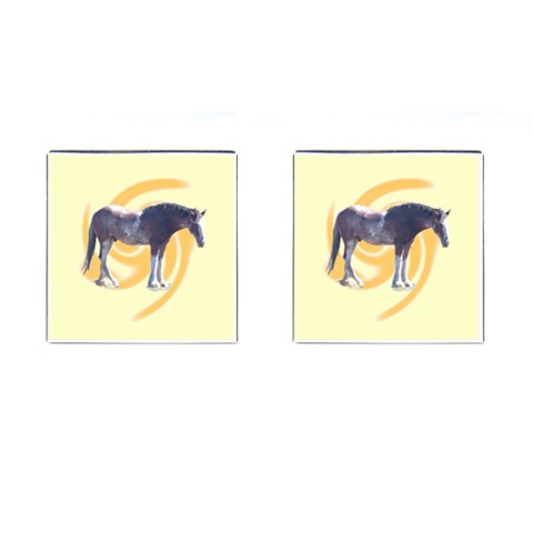 Clydesdale 2 Cufflinks (Square) from ArtsNow.com Front(Pair)