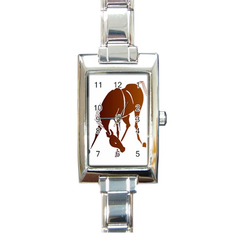 Bowing horse Rectangular Italian Charm Watch from ArtsNow.com Front