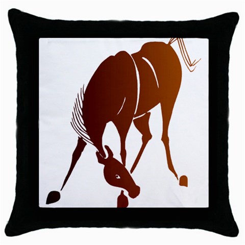 Bowing horse Throw Pillow Case (Black) from ArtsNow.com Front