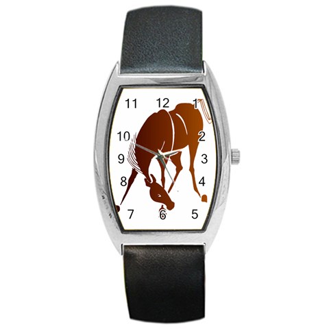 Bowing horse Barrel Style Metal Watch from ArtsNow.com Front