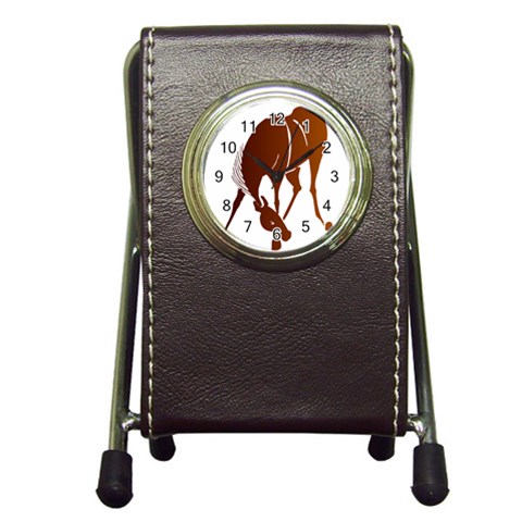 Bowing horse Pen Holder Desk Clock from ArtsNow.com Front