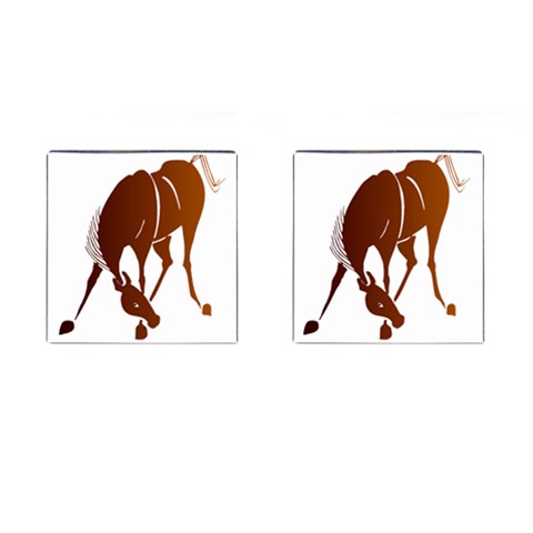 Bowing horse Cufflinks (Square) from ArtsNow.com Front(Pair)