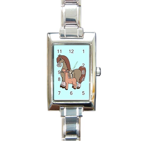 Mare n foal 2 Rectangular Italian Charm Watch from ArtsNow.com Front