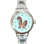 Mare n foal 2 Round Italian Charm Watch
