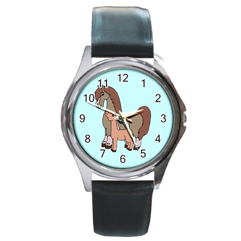 Mare n foal 2 Round Metal Watch from ArtsNow.com Front