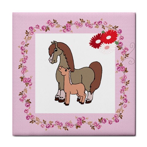 Mare n foal 2 Tile Coaster from ArtsNow.com Front