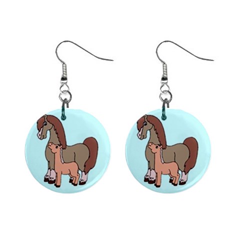 Mare n foal 2 1  Button Earrings from ArtsNow.com Front