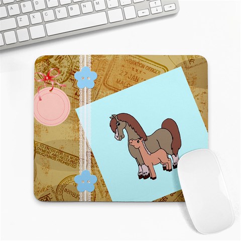 Mare n foal 2 Large Mousepad from ArtsNow.com Front