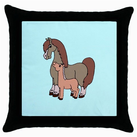 Mare n foal 2 Throw Pillow Case (Black) from ArtsNow.com Front