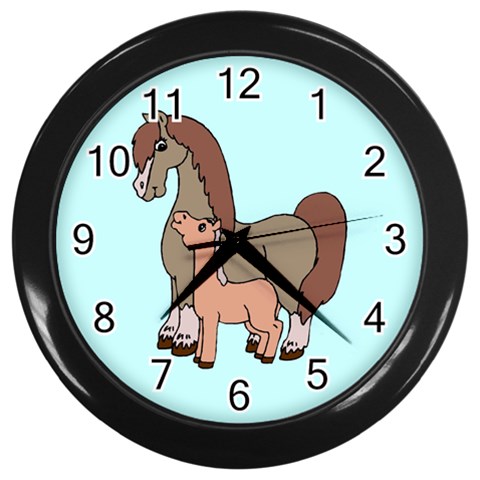 Mare n foal 2 Wall Clock (Black) from ArtsNow.com Front