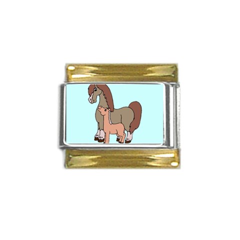 Mare n foal 2 Gold Trim Italian Charm (9mm) from ArtsNow.com Front