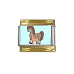 Mare n foal 2 Gold Trim Italian Charm (9mm)