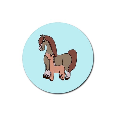 Mare n foal 2 Rubber Round Coaster (4 pack) from ArtsNow.com Front