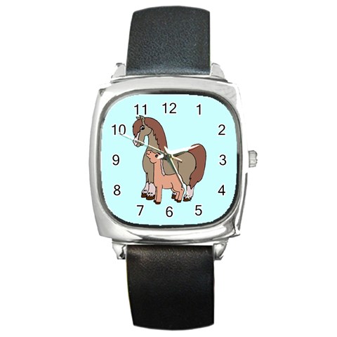 Mare n foal 2 Square Metal Watch from ArtsNow.com Front