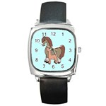 Mare n foal 2 Square Metal Watch