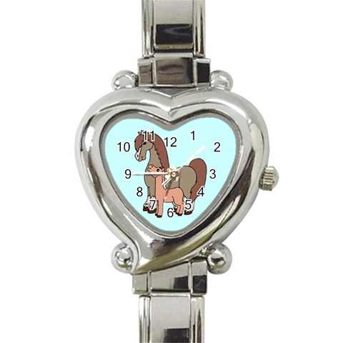 Mare n foal 2 Heart Italian Charm Watch from ArtsNow.com Front