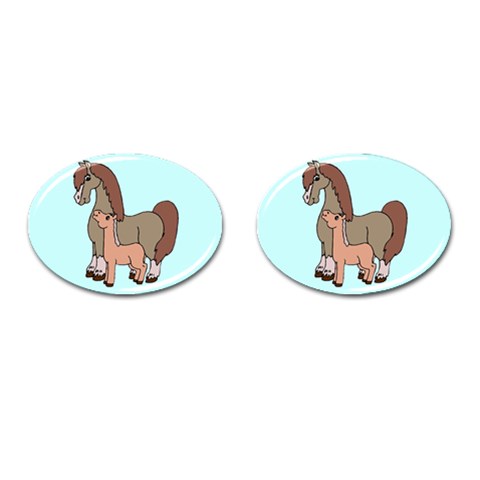 Mare n foal 2 Cufflinks (Oval) from ArtsNow.com Front(Pair)