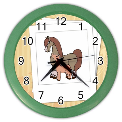 Mare n foal 2 Color Wall Clock from ArtsNow.com Front