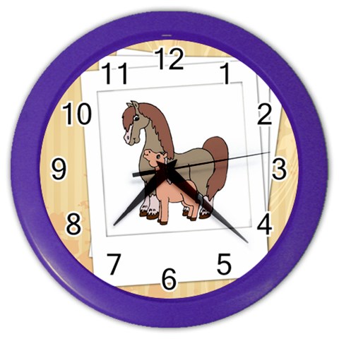 Mare n foal 2 Color Wall Clock from ArtsNow.com Front