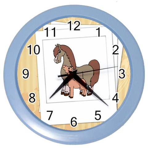 Mare n foal 2 Color Wall Clock from ArtsNow.com Front