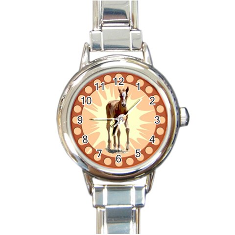 Foal 2 Round Italian Charm Watch from ArtsNow.com Front