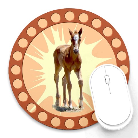 Foal 2 Round Mousepad from ArtsNow.com Front