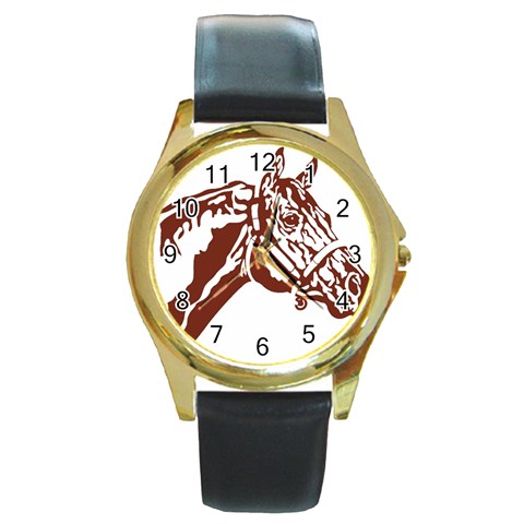 Thoroughbred Round Gold Metal Watch from ArtsNow.com Front