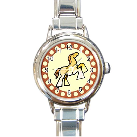 Shire horse Round Italian Charm Watch from ArtsNow.com Front