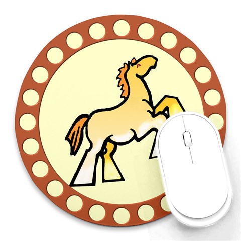 Shire horse Round Mousepad from ArtsNow.com Front