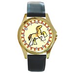 Shire horse Round Gold Metal Watch