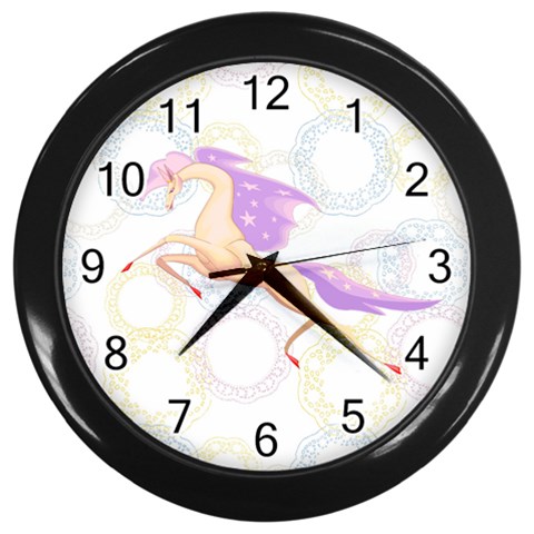 Fantasy horse Wall Clock (Black) from ArtsNow.com Front