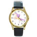Fantasy horse Round Gold Metal Watch
