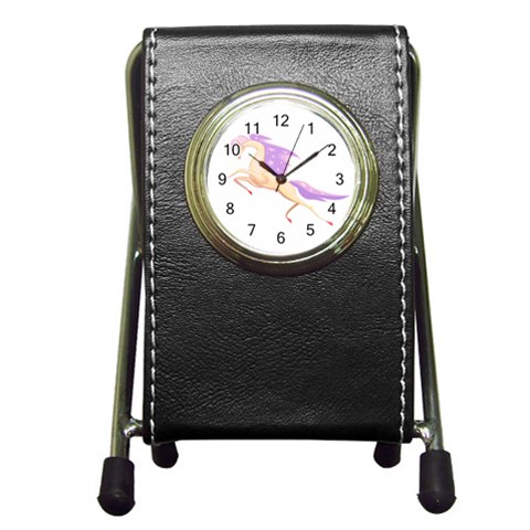 Fantasy horse Pen Holder Desk Clock from ArtsNow.com Front