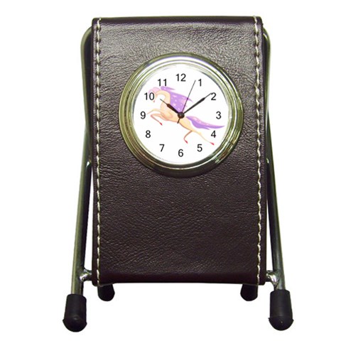 Fantasy horse Pen Holder Desk Clock from ArtsNow.com Front