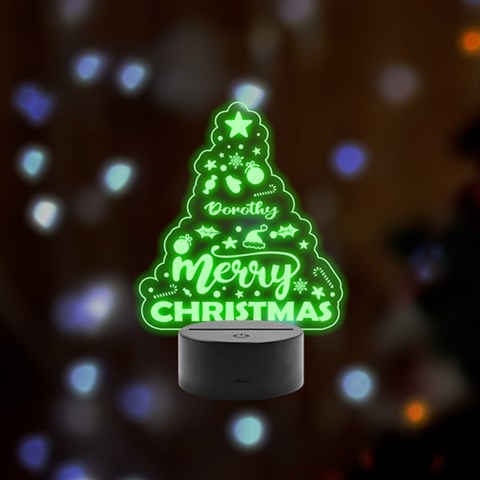Personalized Christmas Tree Name Remote LED Acrylic Message Display (Black Round Stand)  from ArtsNow.com Front