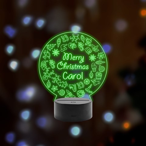 Personalized Merry Christmas Name Remote LED Acrylic Message Display (Black Round Stand)  from ArtsNow.com Front
