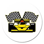 Yellow Racecar Magnet 5  (Round)