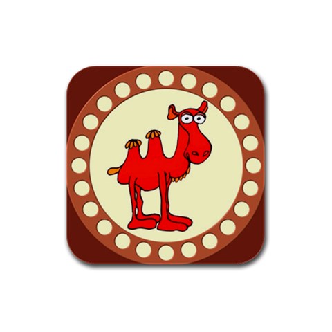 Camel Rubber Square Coaster (4 pack) from ArtsNow.com Front
