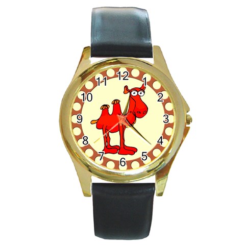 Camel Round Gold Metal Watch from ArtsNow.com Front